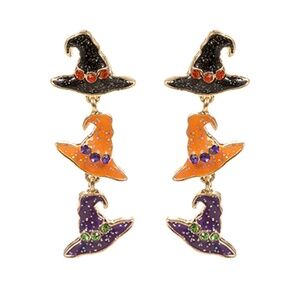 Hypoallergenic Witch's Hat 3 Drop Earrings